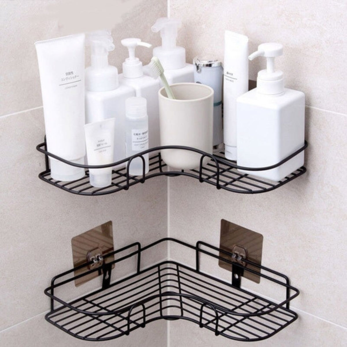 Kit 2 Porta Shampoo Preto - Suporte de Banheiro Multiuso Kit 2 Porta Shampoo Preto - Suporte de Banheiro Multiuso